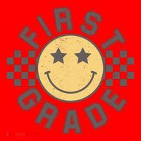 First Grade Star Smile Checker Back To School Retro Santa Hat thumb 1