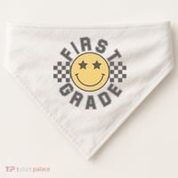 First Grade Star Smile Checker Back To School Retro USA-Made Doggie Bandana thumb 0