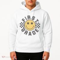 First Grade Star Smile Checker Back To School Retro Hoodie thumb 2