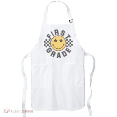 First Grade Star Smile Checker Back To School Retro Apron