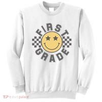 First Grade Star Smile Checker Back To School Retro Sweatshirt thumb 0