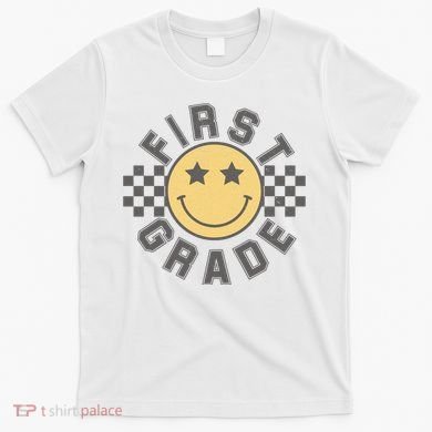 First Grade Star Smile Checker Back To School Retro T-Shirt