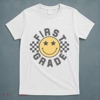 First Grade Star Smile Checker Back To School Retro T-Shirt thumb 5