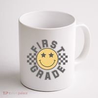 First Grade Star Smile Checker Back To School Retro Coffee Mug thumb 1