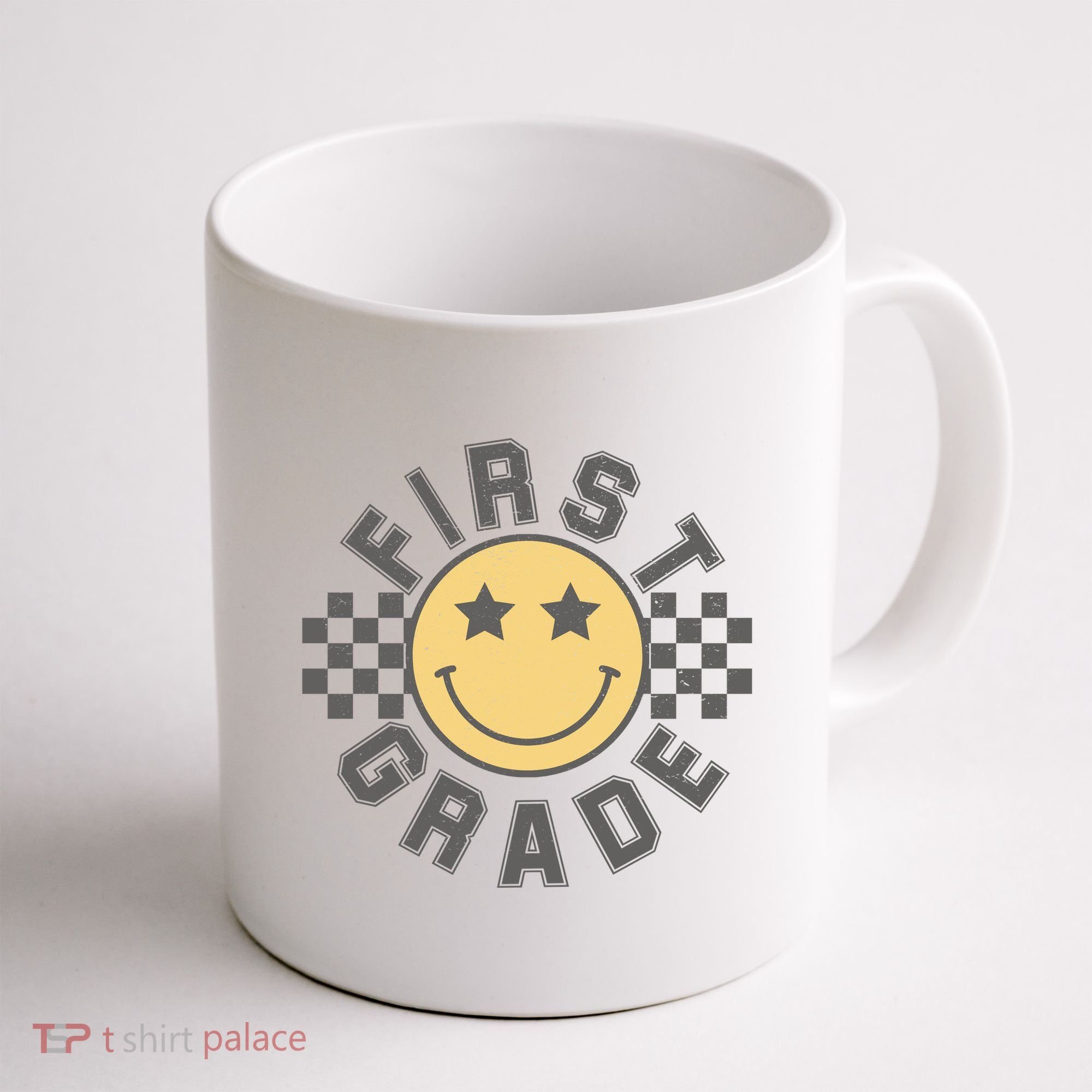 First Grade Star Smile Checker Back To School Retro Coffee Mug