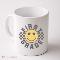 First Grade Star Smile Checker Back To School Retro Coffee Mug thumb 0