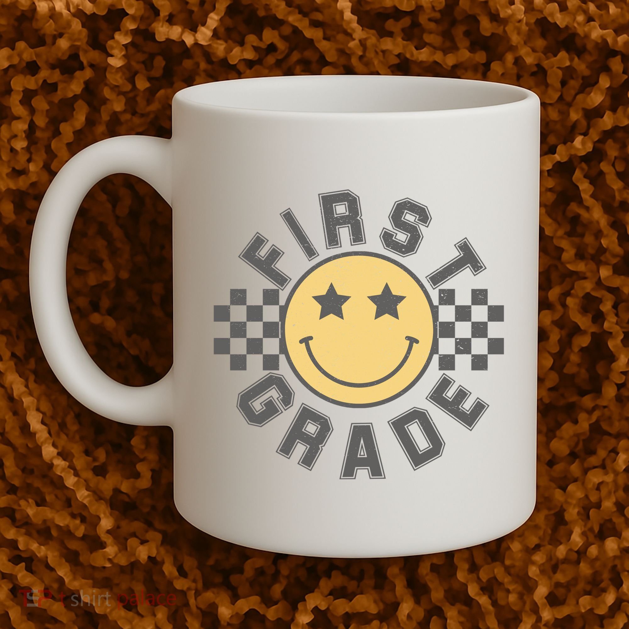 First Grade Star Smile Checker Back To School Retro Coffee Mug