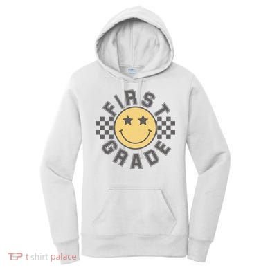First Grade Star Smile Checker Back To School Retro Women's Hoodie
