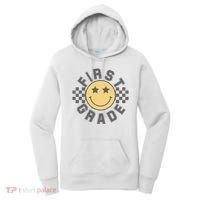 First Grade Star Smile Checker Back To School Retro Women's Hoodie thumb 0
