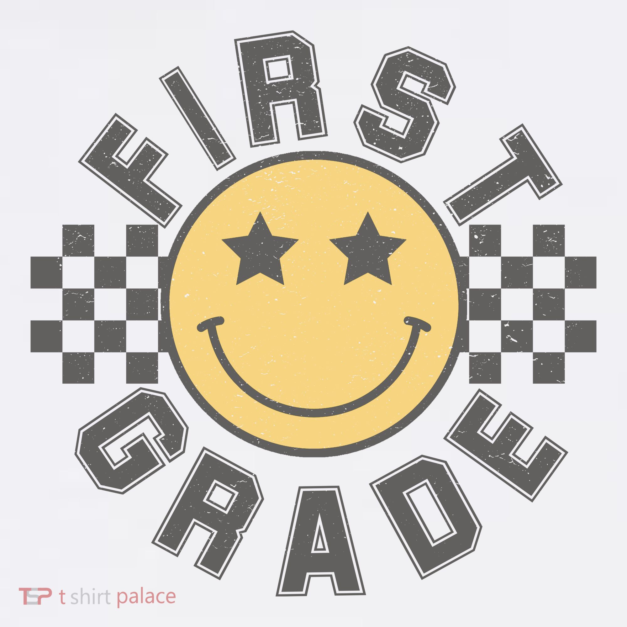 First Grade Star Smile Checker Back To School Retro Women's Hoodie