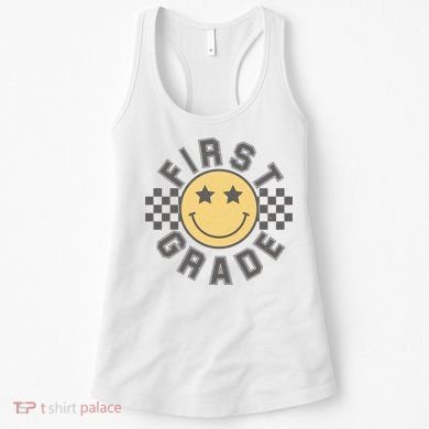 First Grade Star Smile Checker Back To School Retro Women's Tank Top