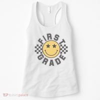First Grade Star Smile Checker Back To School Retro Women's Tank Top thumb 0