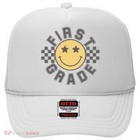 First Grade Star Smile Checker Back To School Retro Hat thumb 0