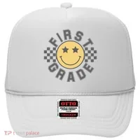 First Grade Star Smile Checker Back To School Retro Hat thumb 0