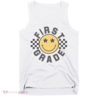 First Grade Star Smile Checker Back To School Retro Tank Top