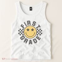 First Grade Star Smile Checker Back To School Retro Tank Top thumb 2