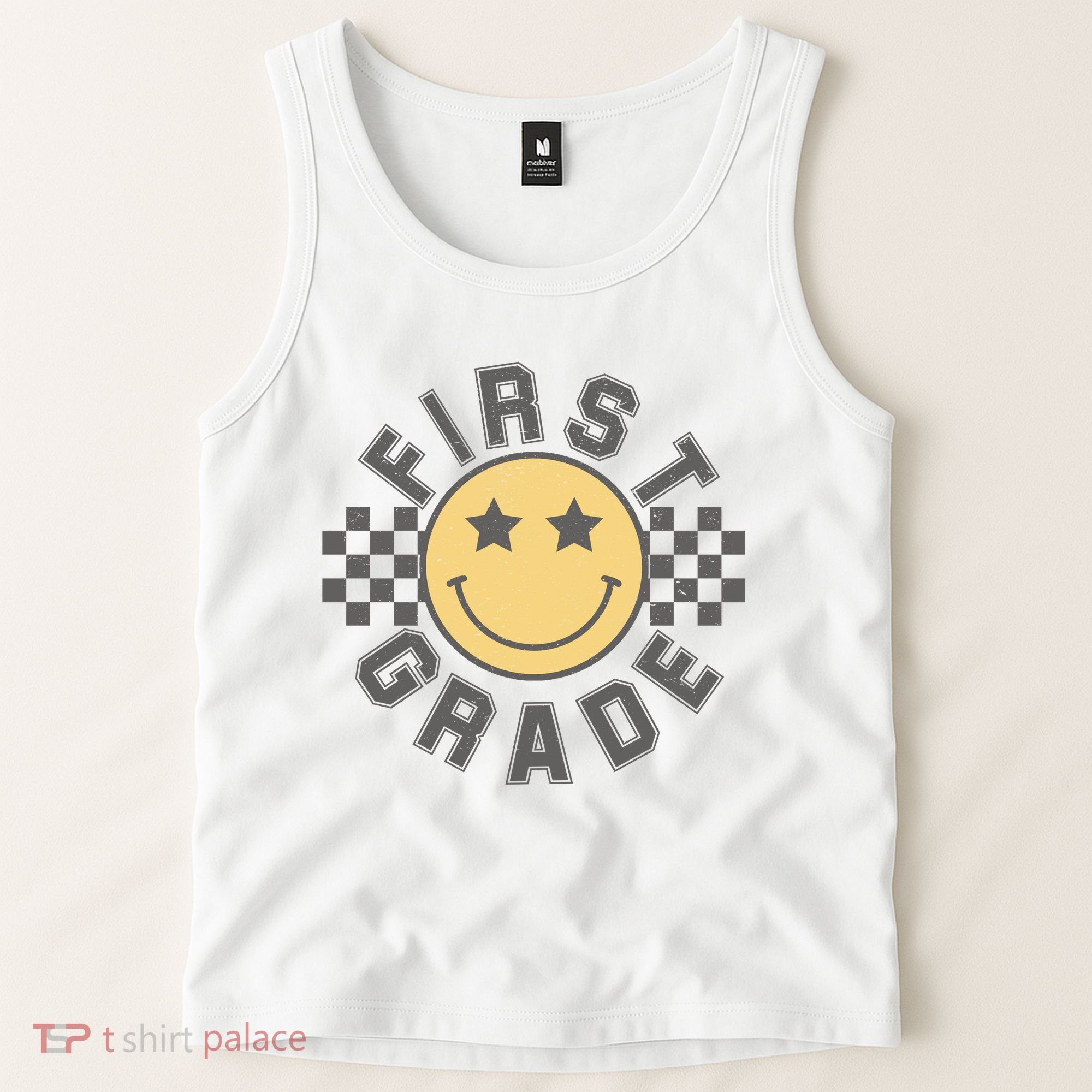 First Grade Star Smile Checker Back To School Retro Tank Top