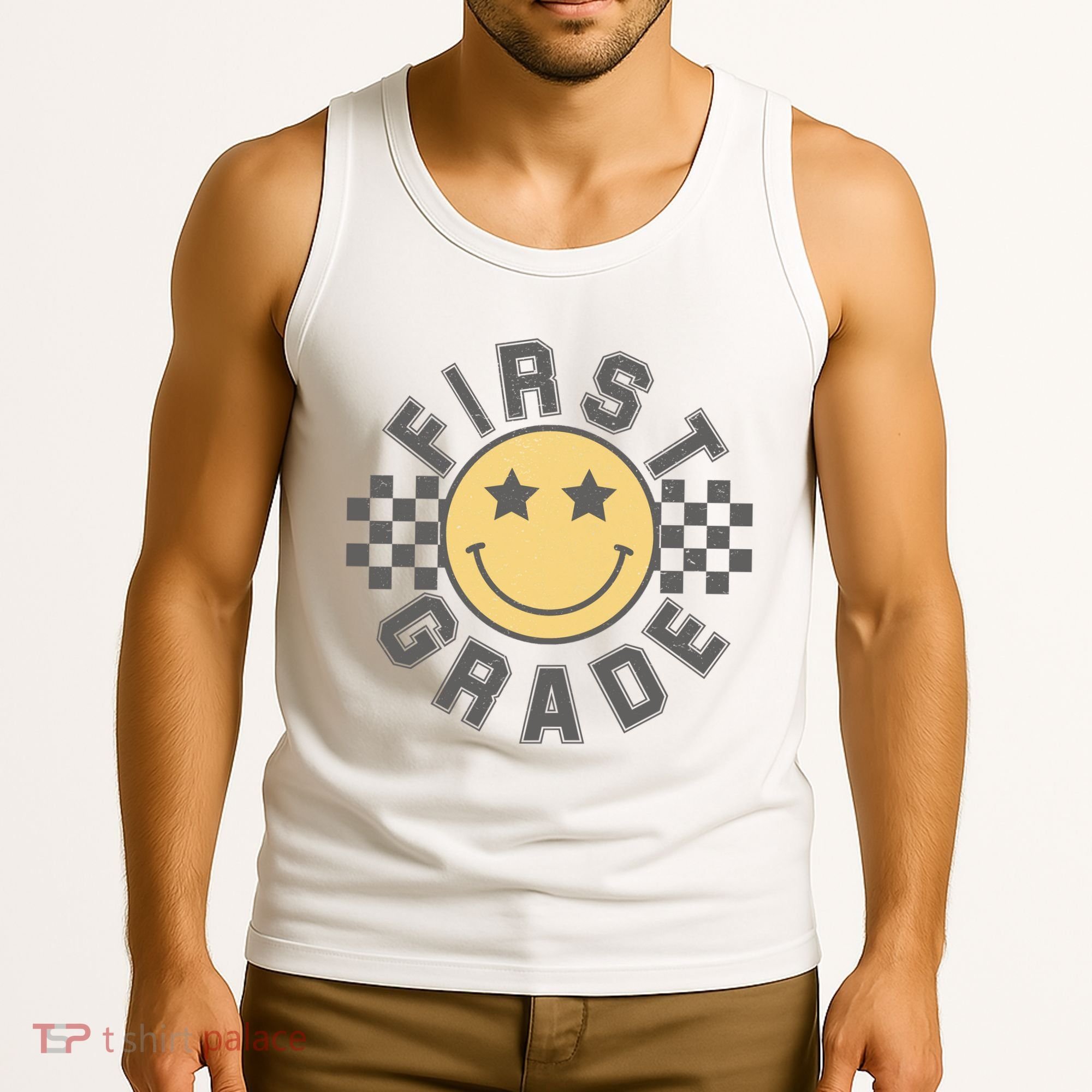 First Grade Star Smile Checker Back To School Retro Tank Top