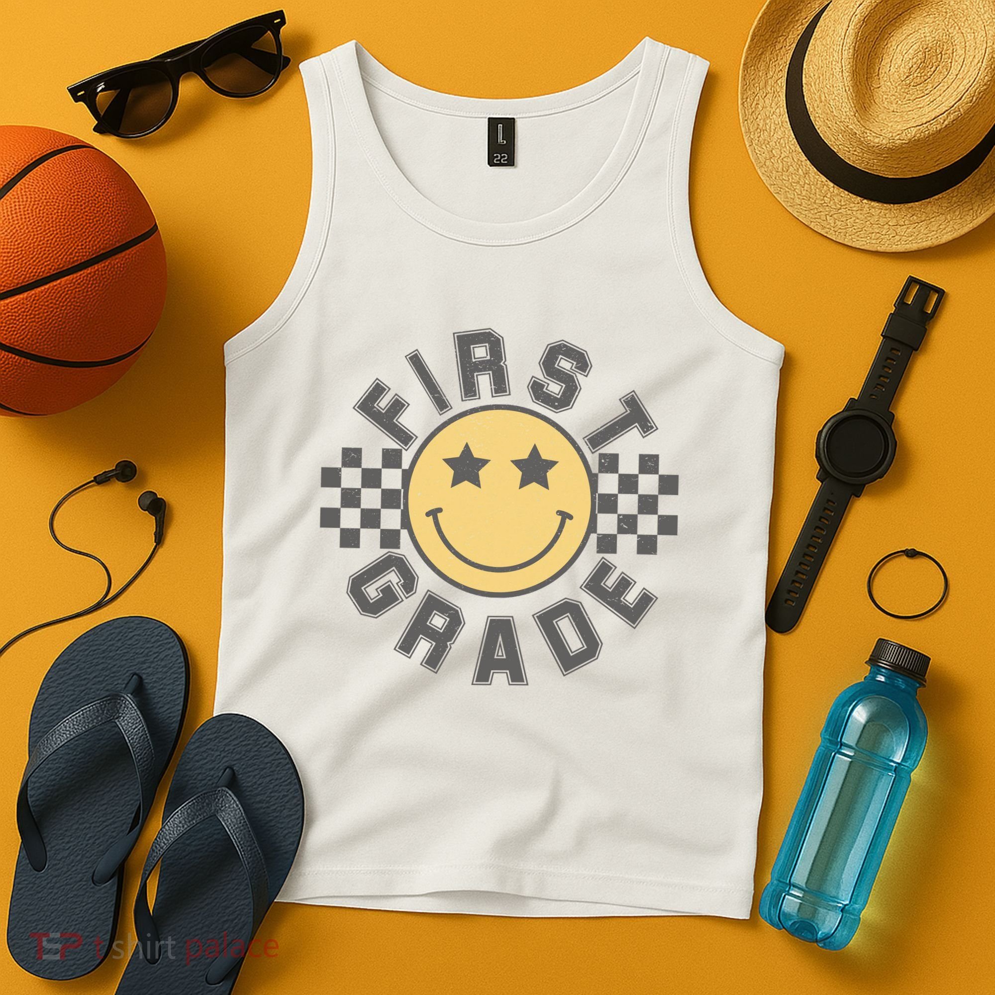 First Grade Star Smile Checker Back To School Retro Tank Top