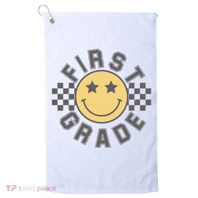 First Grade Star Smile Checker Back To School Retro Golf Towel