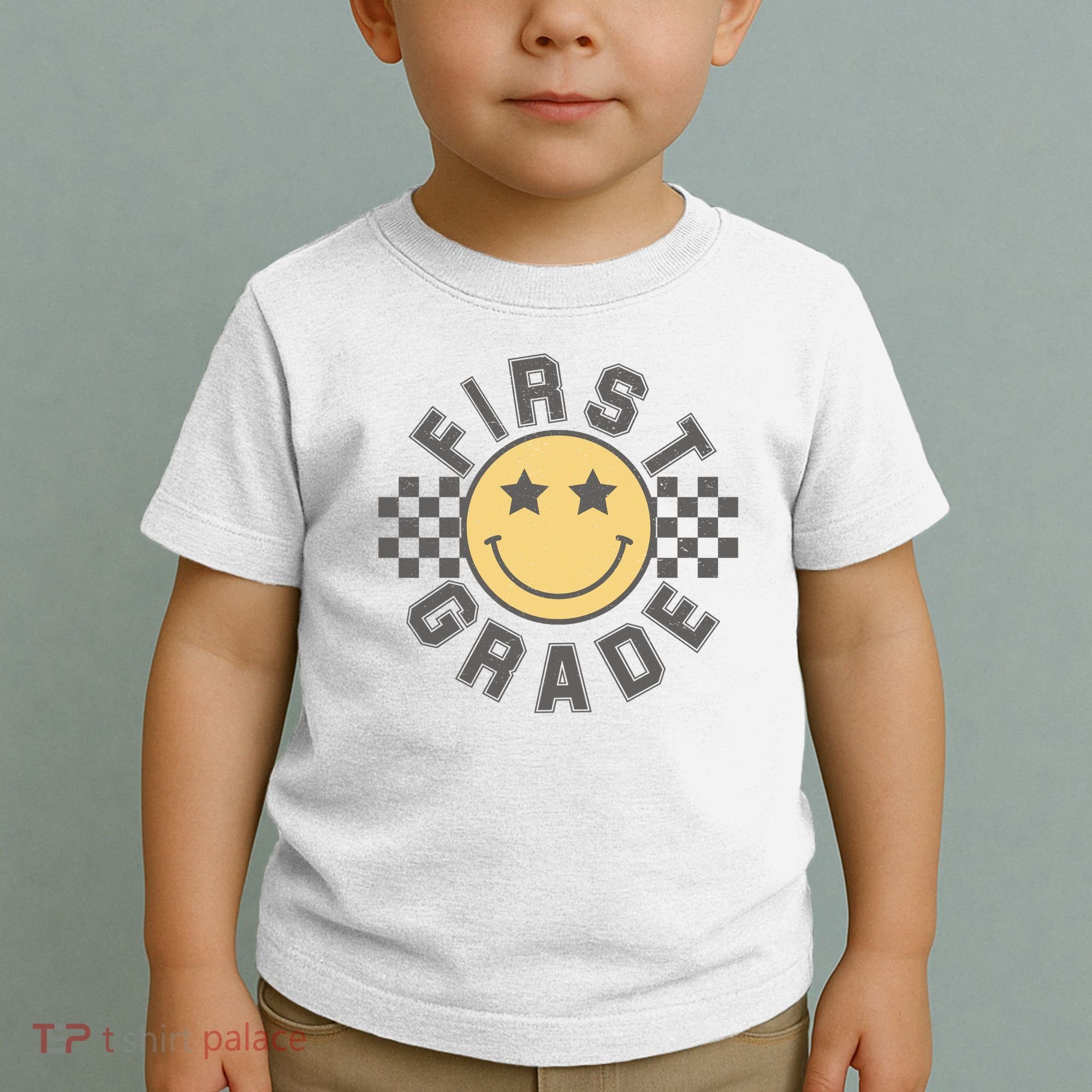 First Grade Star Smile Checker Back To School Retro Toddler T-Shirt