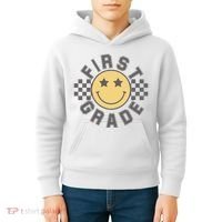 First Grade Star Smile Checker Back To School Retro Kids Hoodie thumb 4