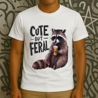 Feral Girl Summer Funny Meme Cute But Feral Raccoon Vacation T-Shirt thumb 3