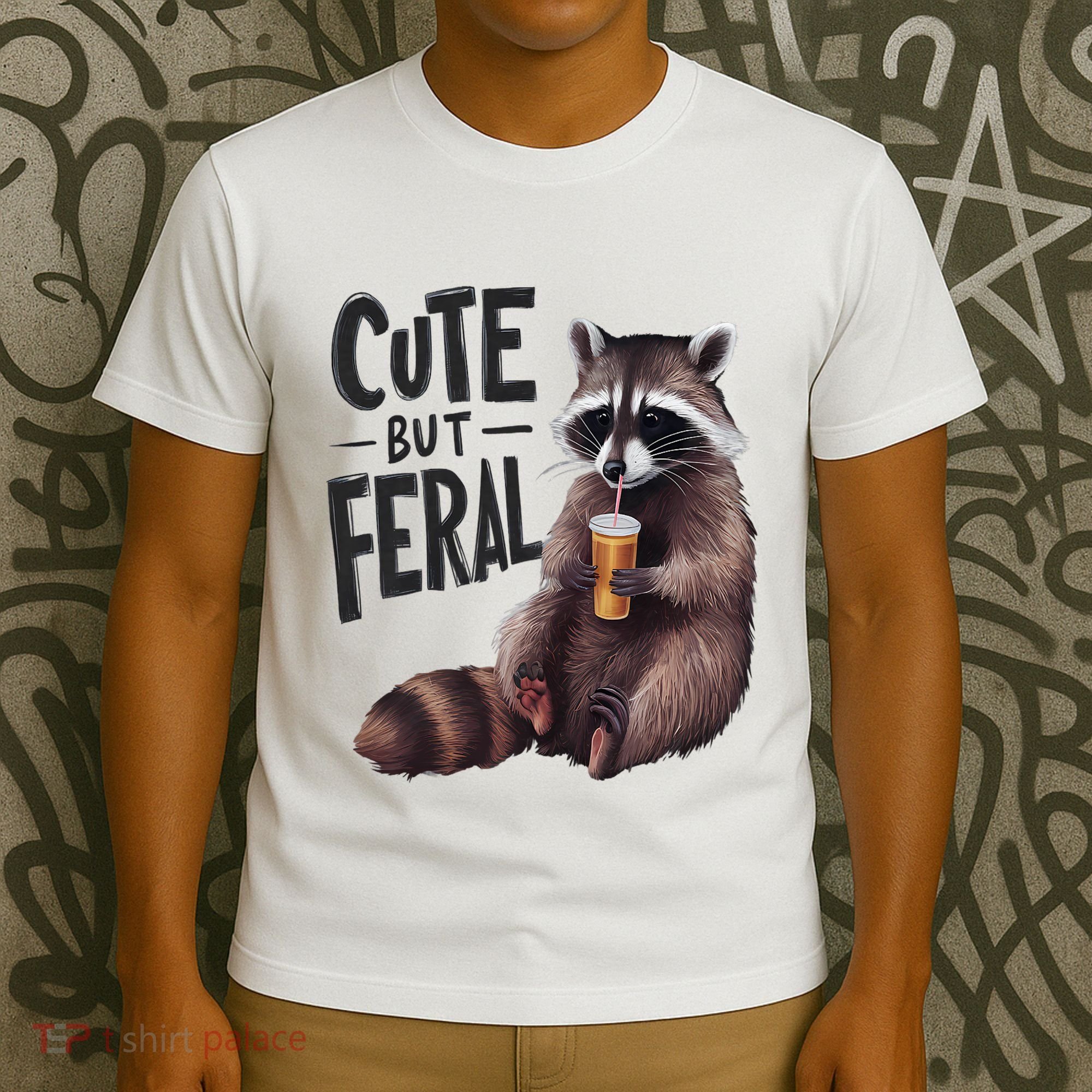 Feral Girl Summer Funny Meme Cute But Feral Raccoon Vacation T-Shirt