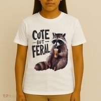 Feral Girl Summer Funny Meme Cute But Feral Raccoon Vacation T-Shirt thumb 4