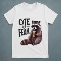 Feral Girl Summer Funny Meme Cute But Feral Raccoon Vacation T-Shirt thumb 5