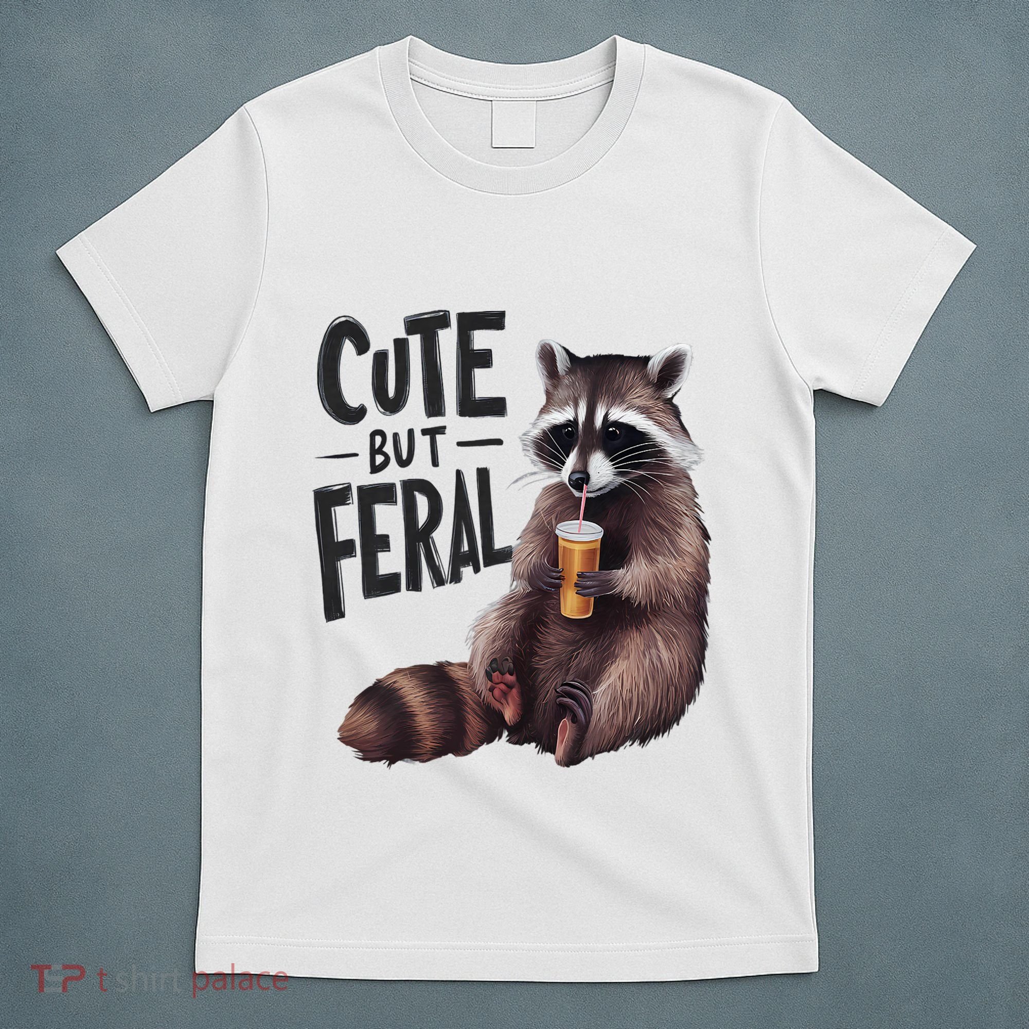 Feral Girl Summer Funny Meme Cute But Feral Raccoon Vacation T-Shirt