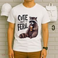 Feral Girl Summer Funny Meme Cute But Feral Raccoon Vacation T-Shirt thumb 6