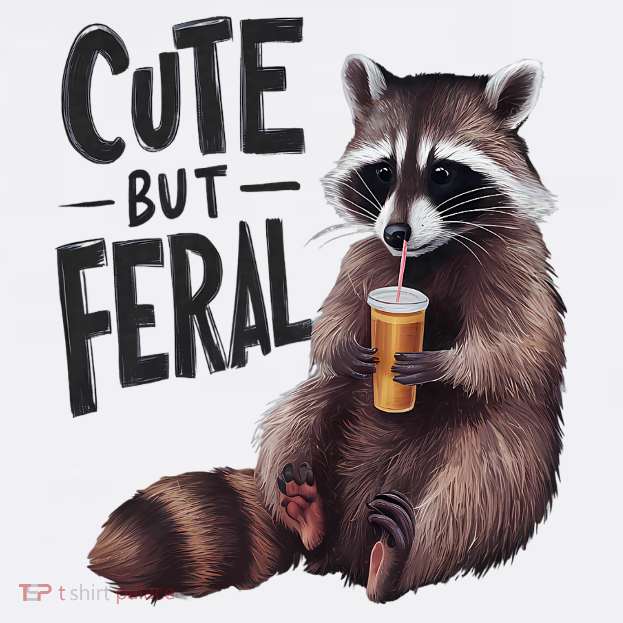 Feral Girl Summer Funny Meme Cute But Feral Raccoon Vacation T-Shirt