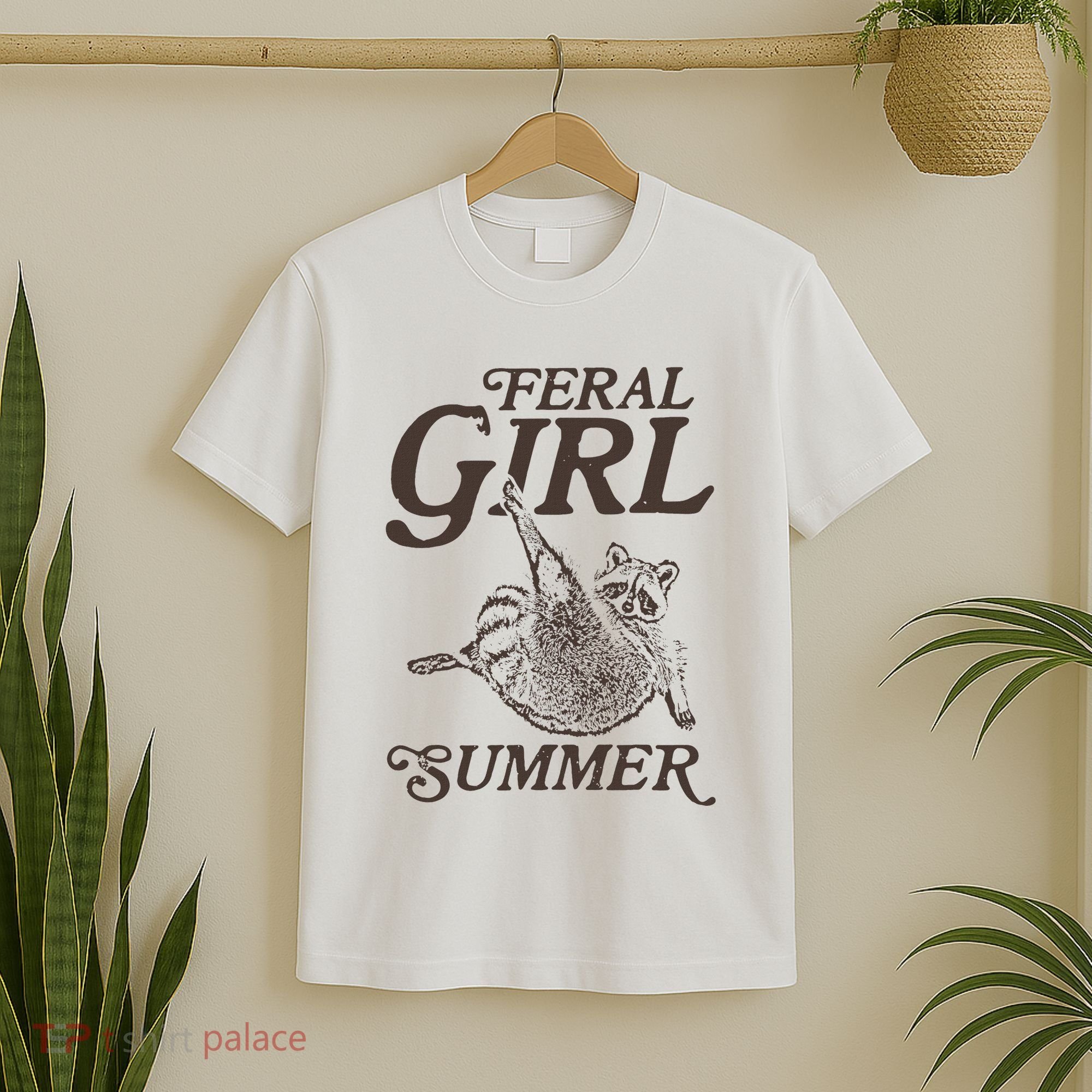 Feral Girl Summer Raccoon Vintage T-Shirt