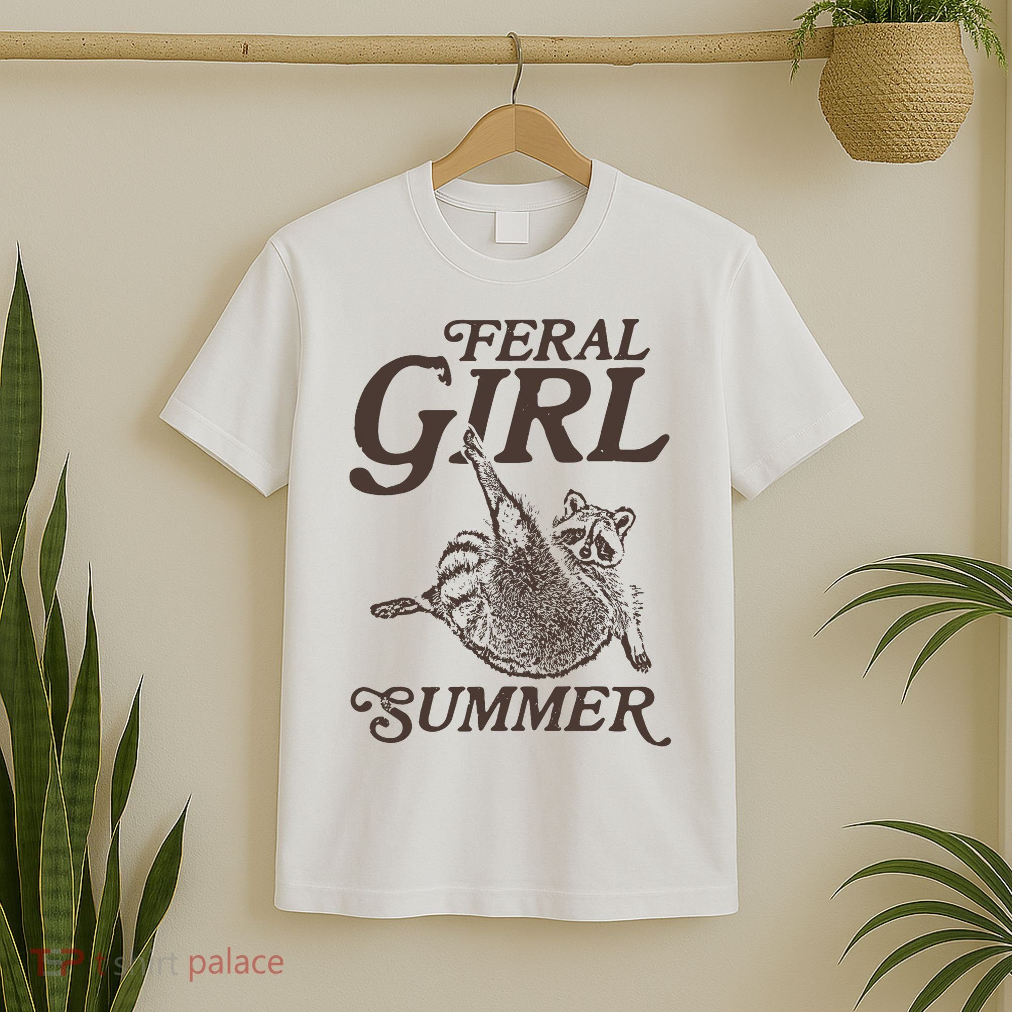 Feral Girl Summer Raccoon Vintage T-Shirt