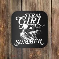 Feral Girl Summer Opossum Coaster thumb 0
