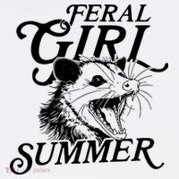 Feral Girl Summer Opossum Mousepad thumb 1
