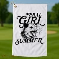 Feral Girl Summer Opossum Golf Towel thumb 1