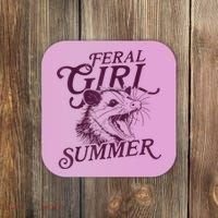 Feral Girl Summer Funny Coaster thumb 0
