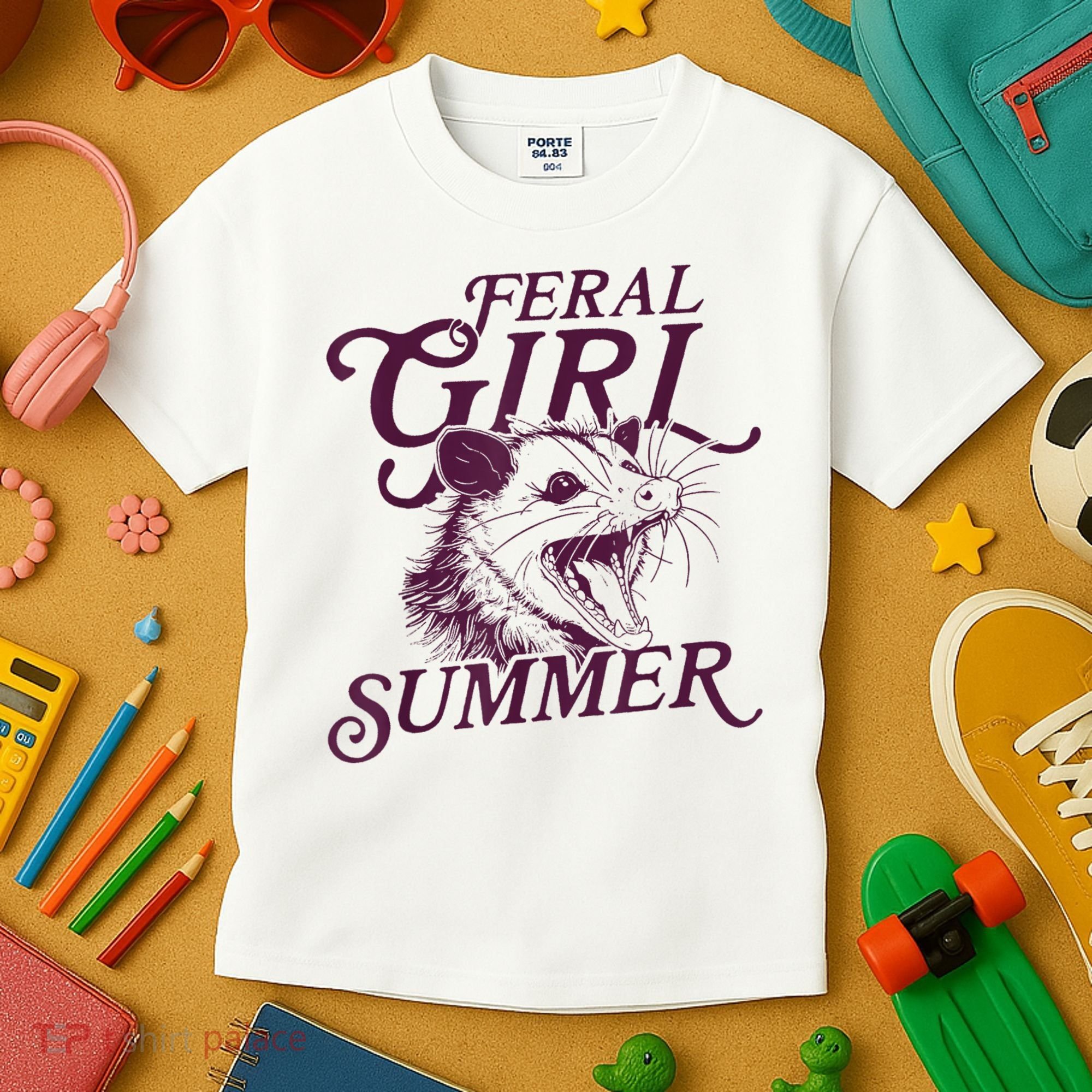 Feral Girl Summer Funny Kids T-Shirt