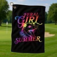 Feral Girl Summer Funny Golf Towel thumb 1