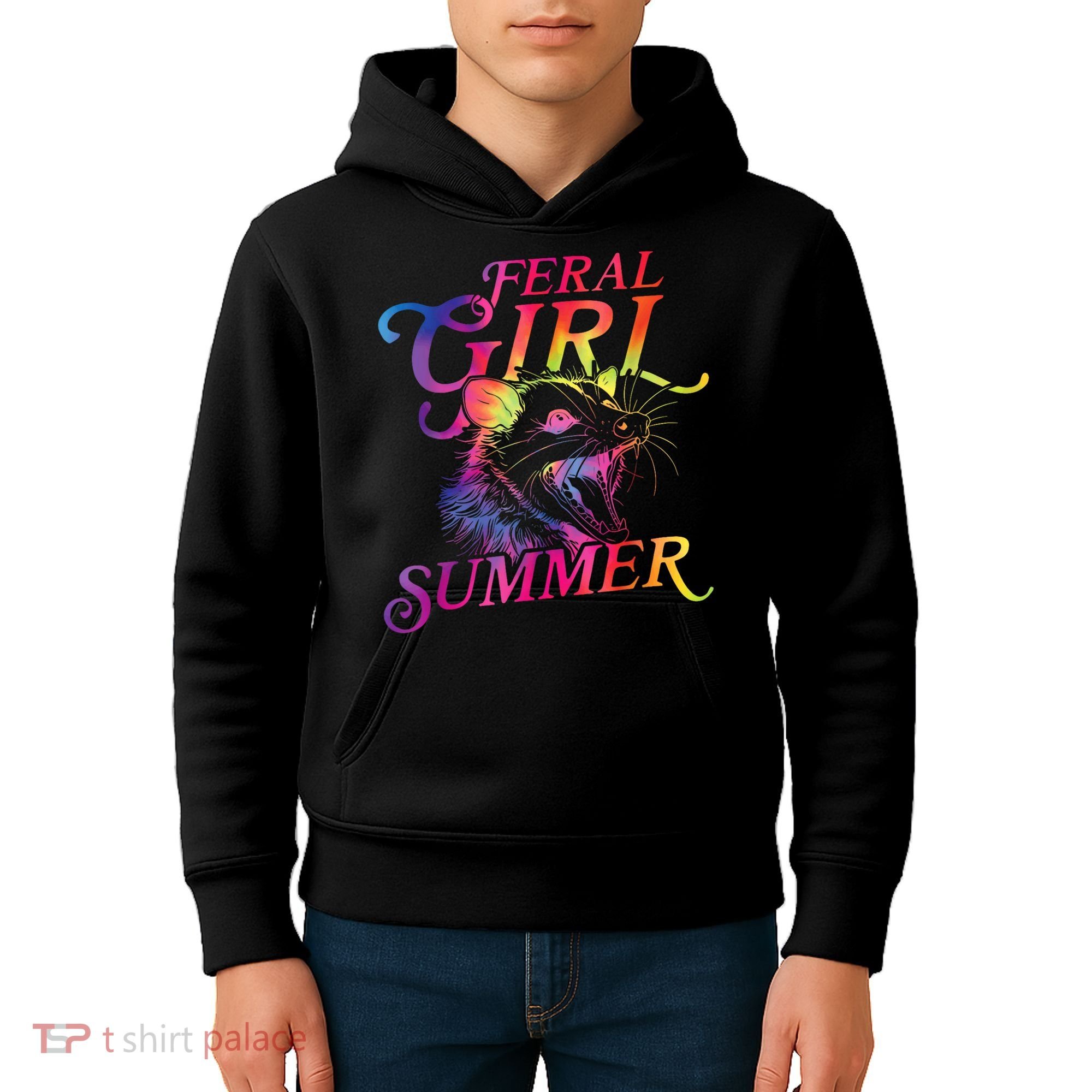 Feral Girl Summer Funny Kids Hoodie