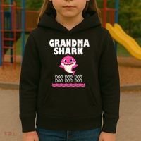 Funny Grandma Shark Gift For Grandma Kids Hoodie thumb 3