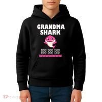 Funny Grandma Shark Gift For Grandma Kids Hoodie thumb 4