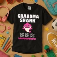 Funny Grandma Shark Gift For Grandma Kids T-Shirt thumb 3