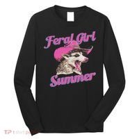 Feral Girl Summer Retro Possum Funny Meme Long Sleeve Shirt thumb 0