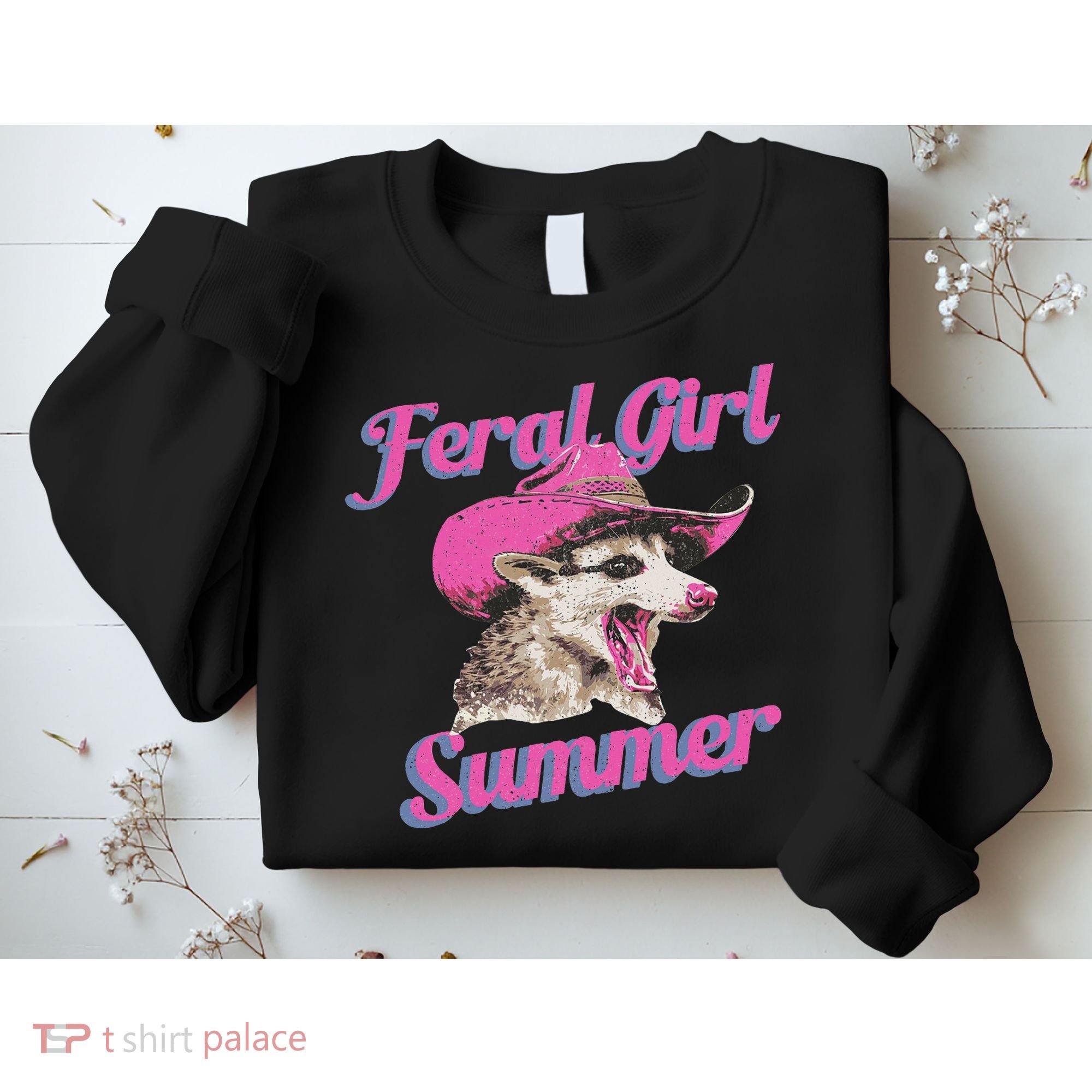 Feral Girl Summer Retro Possum Funny Meme Sweatshirt