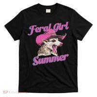 Feral Girl Summer Retro Possum Funny Meme T-Shirt thumb 0