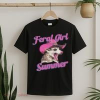 Feral Girl Summer Retro Possum Funny Meme T-Shirt thumb 2