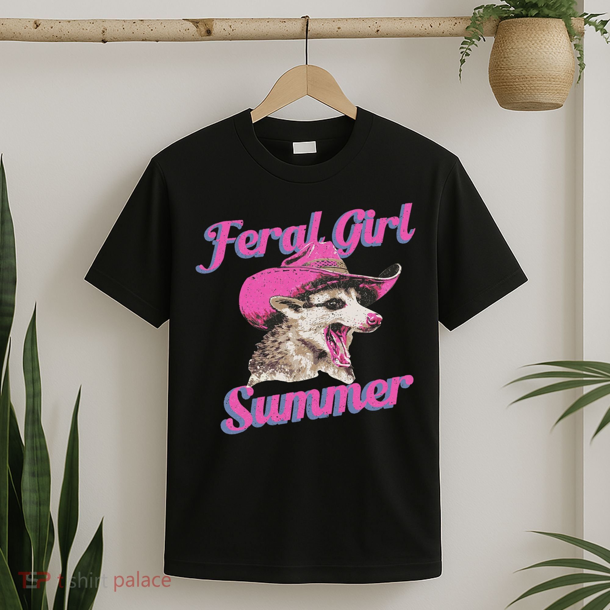Feral Girl Summer Retro Possum Funny Meme T-Shirt